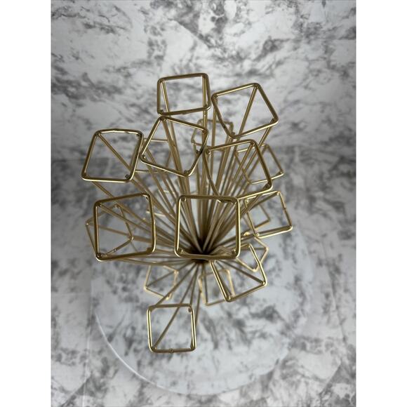 Modernist Gold Geometric Escher Perspective Cube Sculpture Clear Lucite Base - Picture 7 of 8